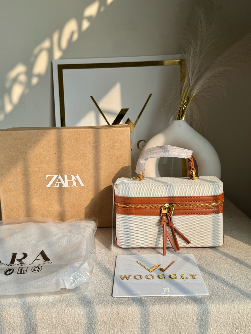 Viral Zara Bag- Off White & Brown