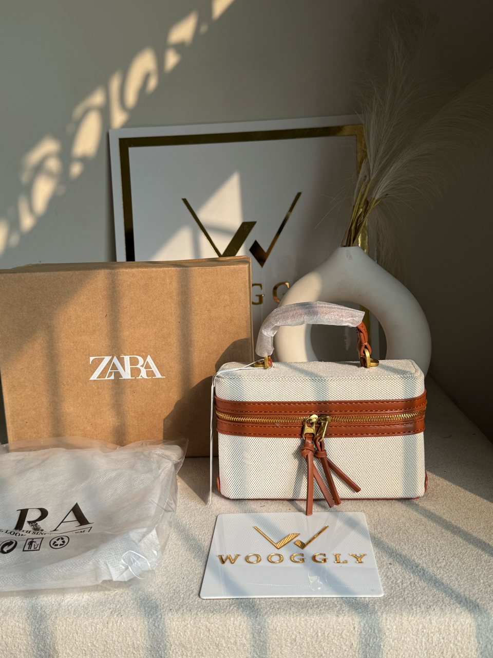 Viral Zara Bag- Off White & Brown