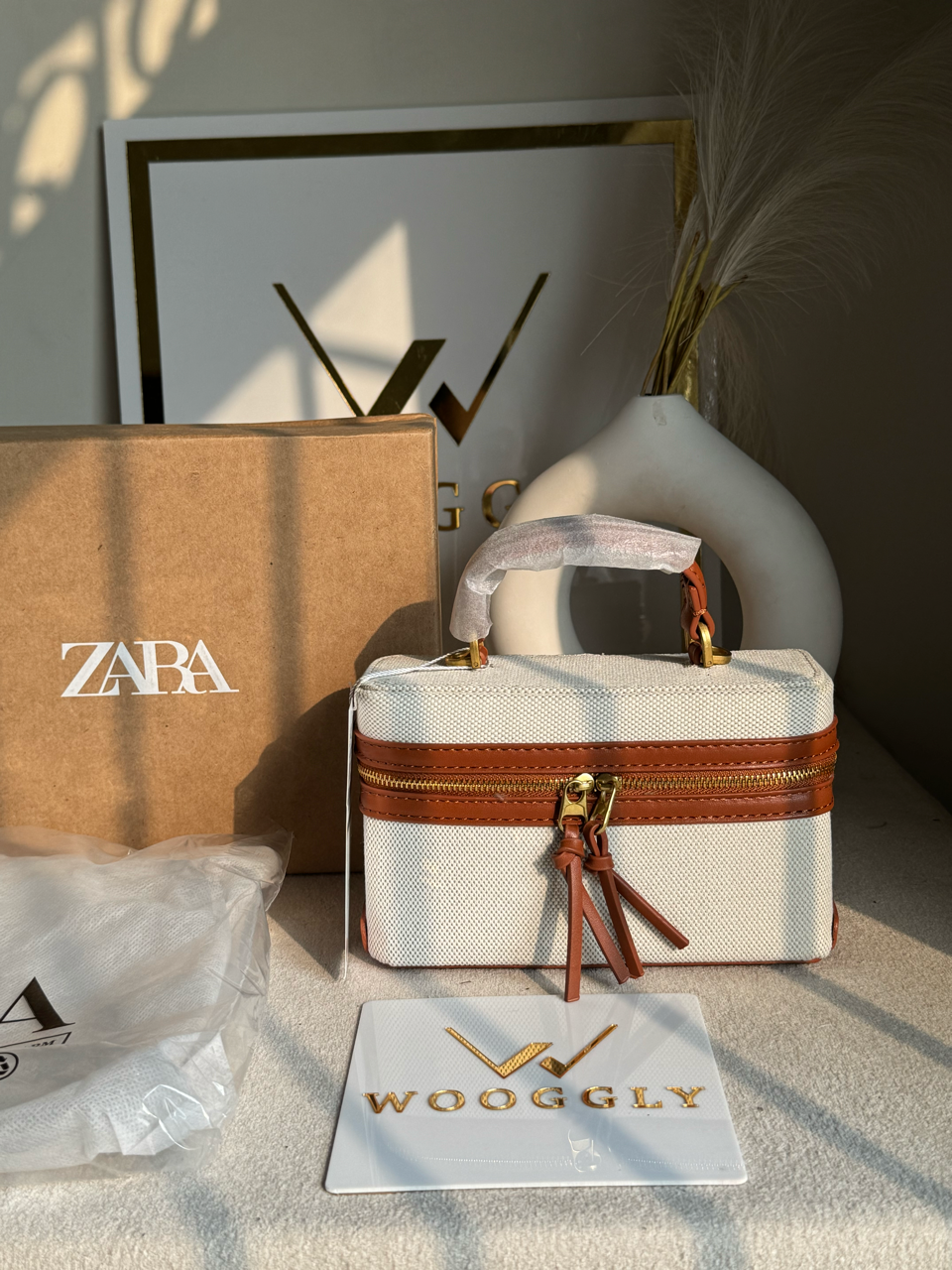 Viral Zara Bag- Off White & Brown