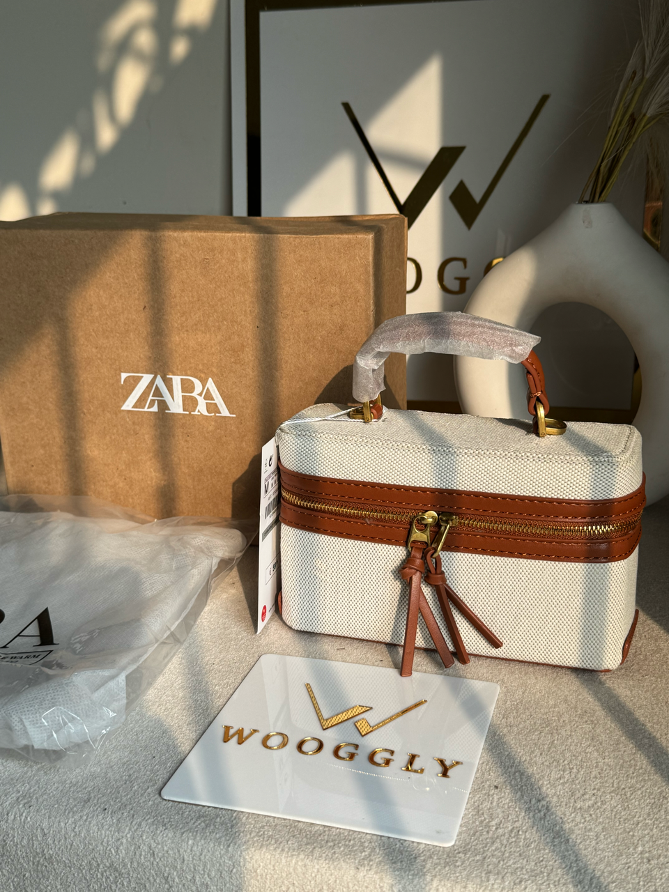 Viral Zara Bag- Off White & Brown