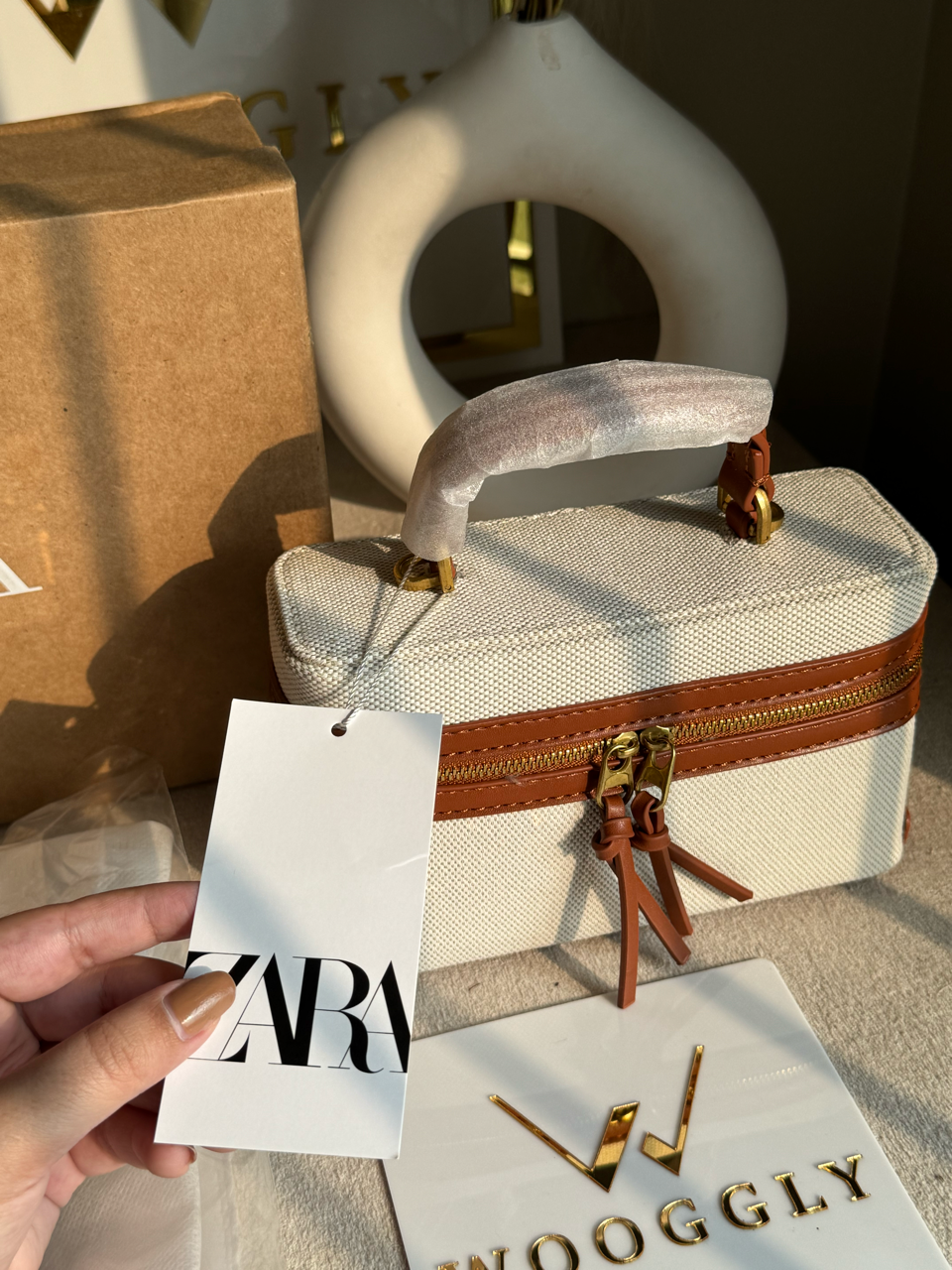 Viral Zara Bag- Off White & Brown