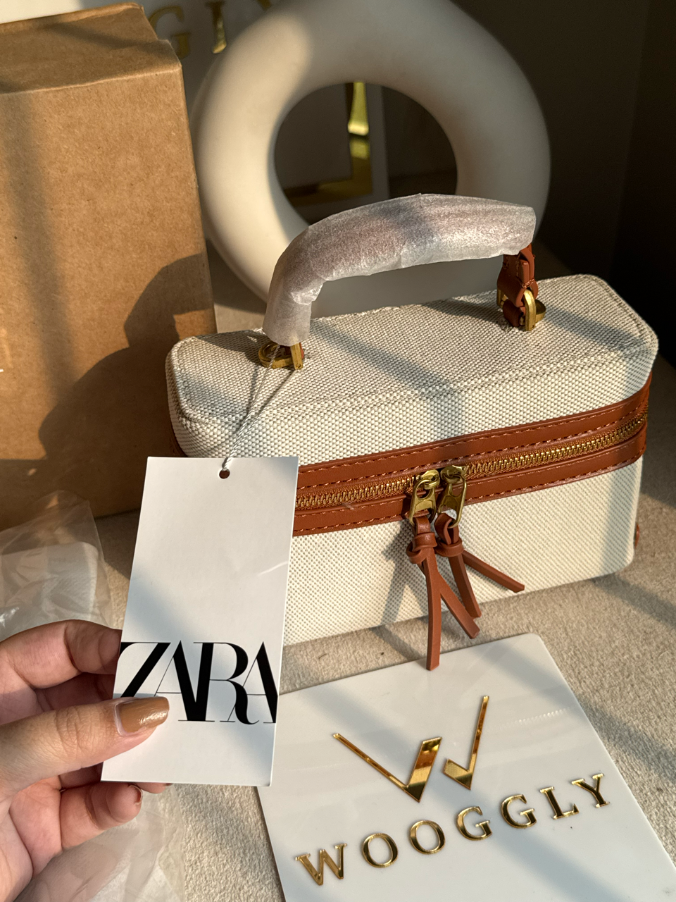 Viral Zara Bag- Off White & Brown