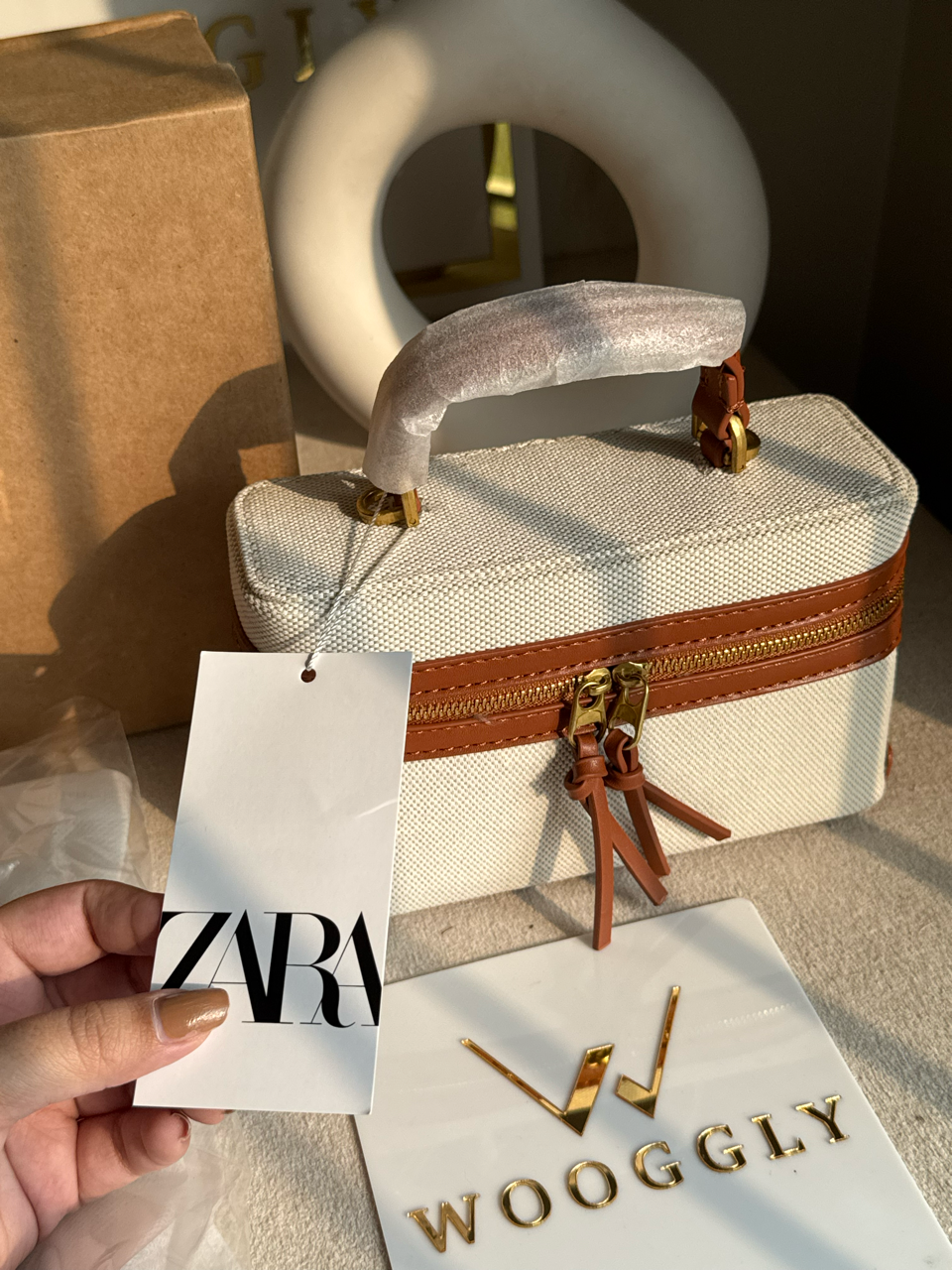 Viral Zara Bag- Off White & Brown