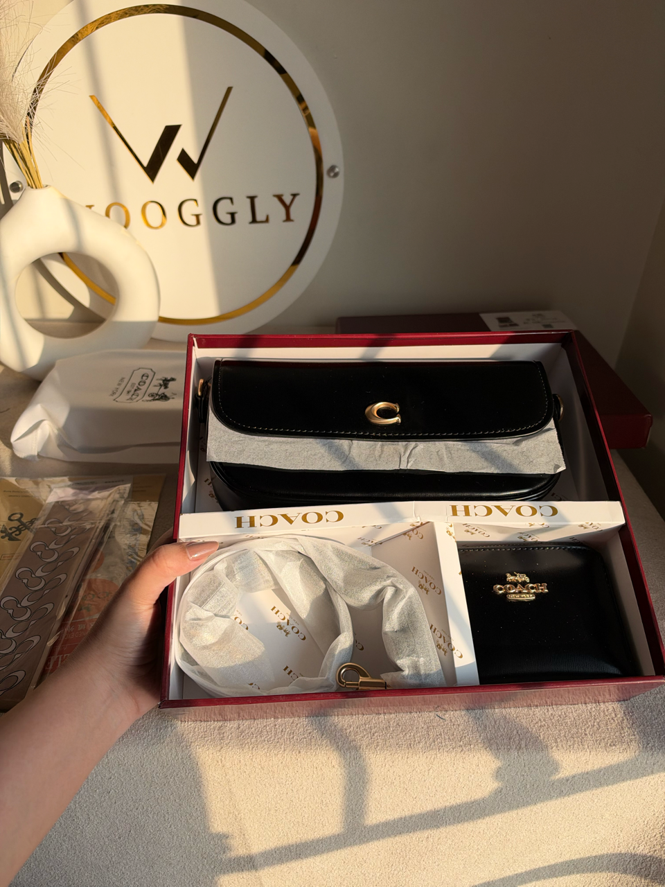 High Quality Gift Set With Wallet & Silk Scarf ( Box Packing) - Black