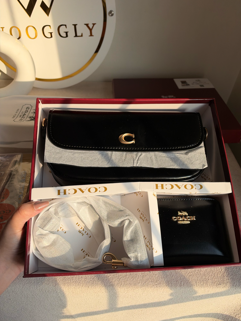 High Quality Gift Set With Wallet & Silk Scarf ( Box Packing) - Black