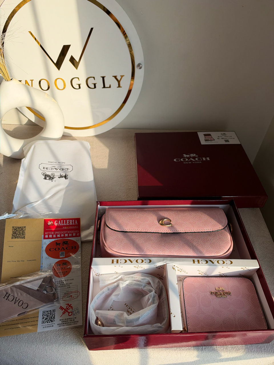 High Quality Gift Set With Wallet & Silk Scarf ( Box Packing) - Pink