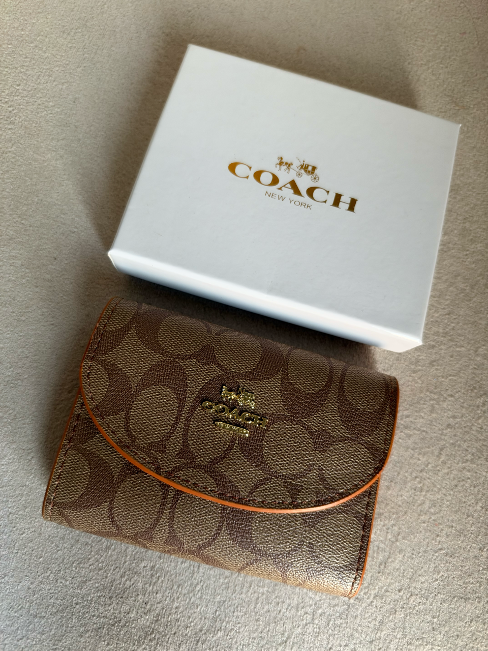 Signature Canvas Wallet - Beige & Brown