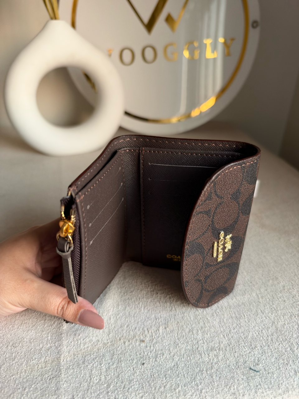 Signature Canvas Wallet - Dark Brown