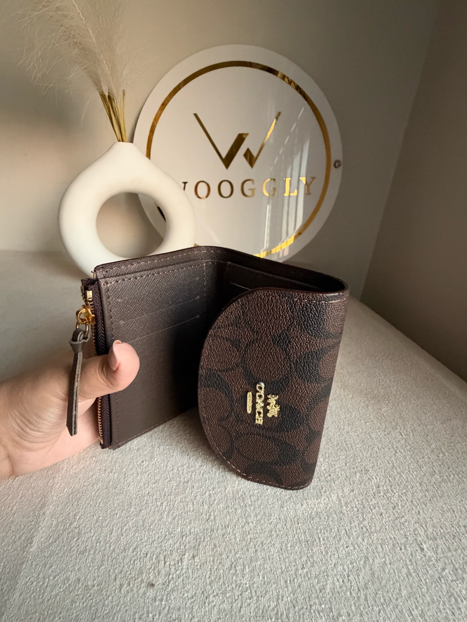 Signature Canvas Wallet - Dark Brown