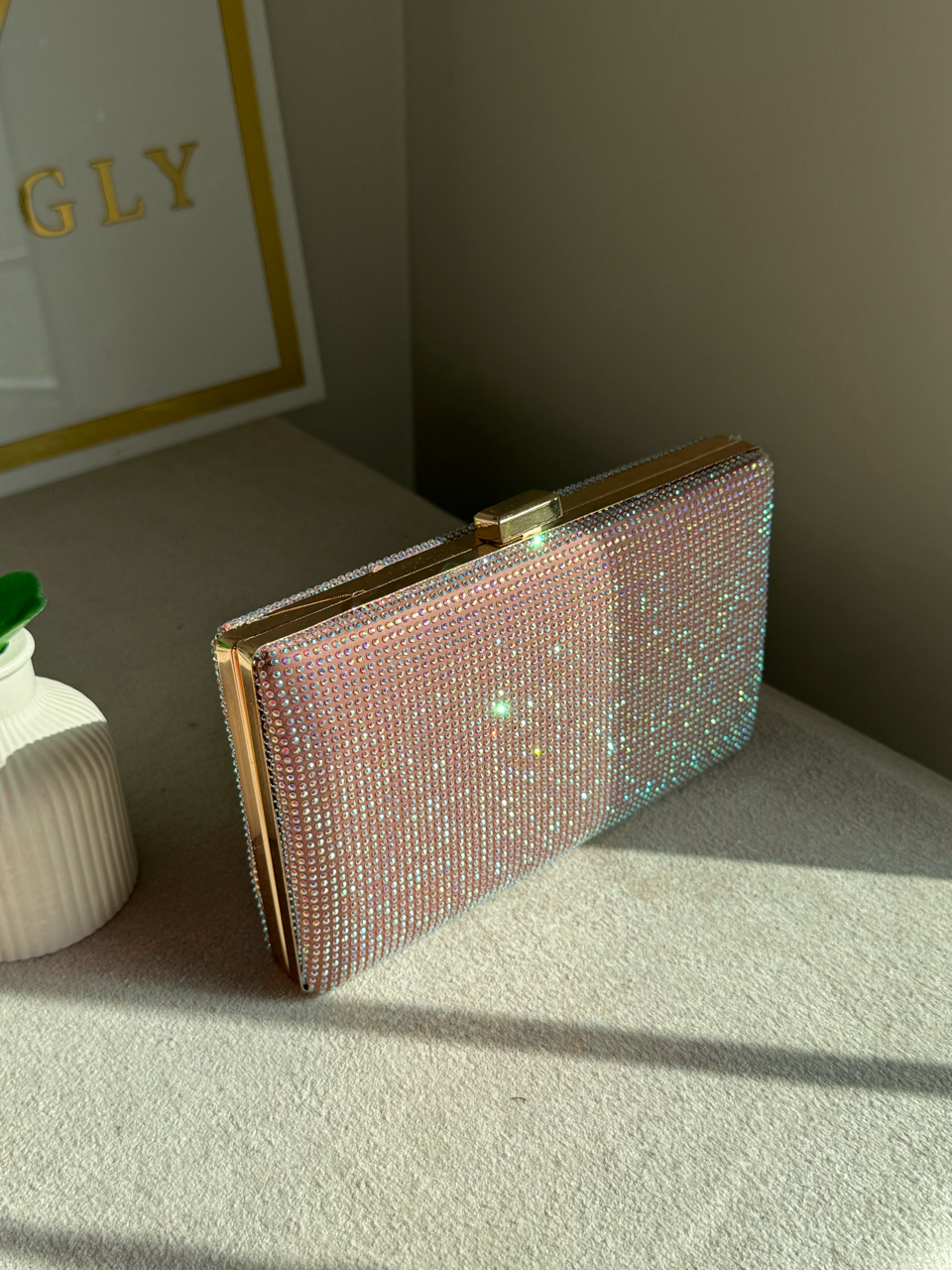 Luxe Shimmer Clutch - Pink