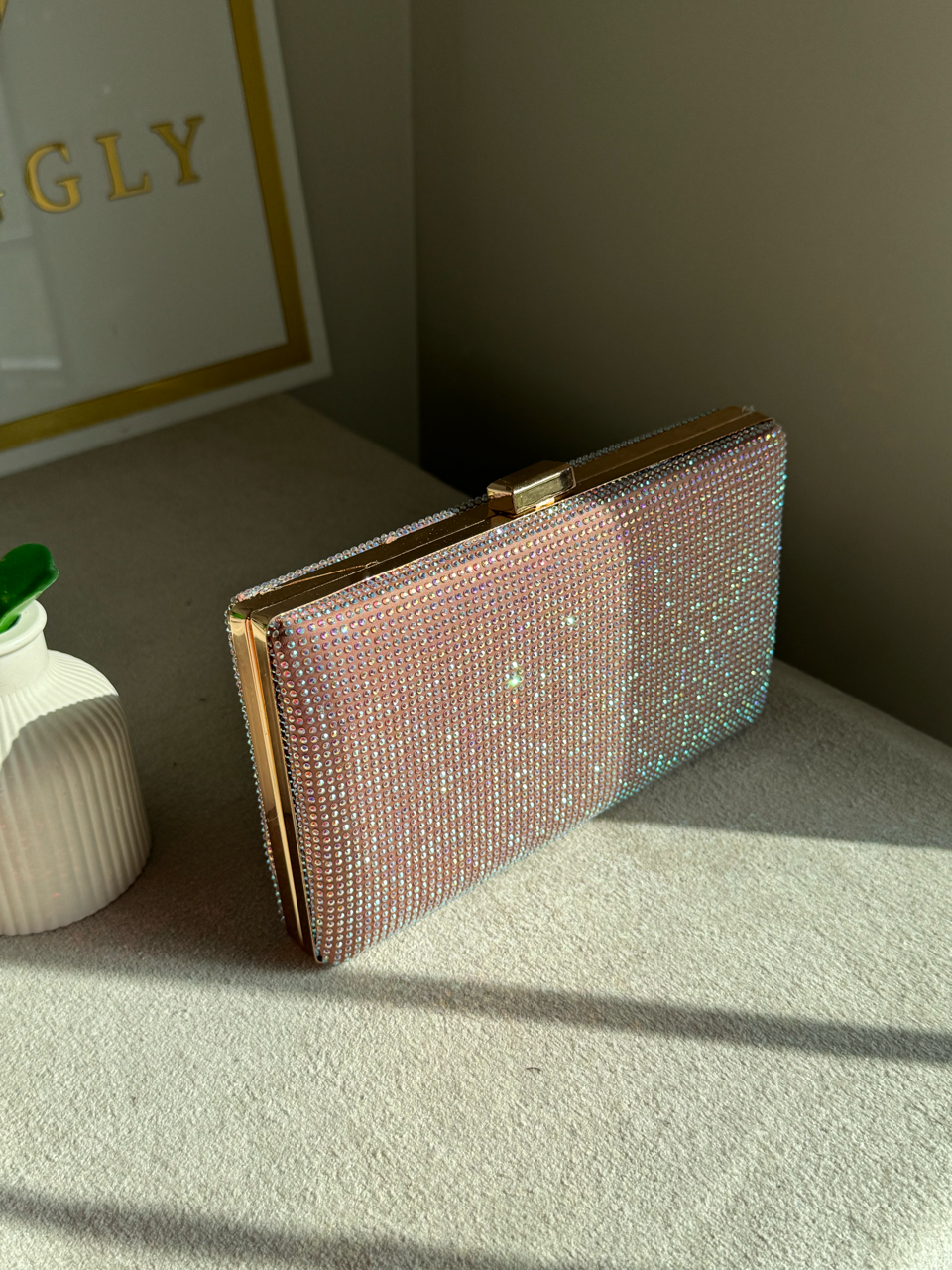 Luxe Shimmer Clutch - Pink