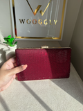 Luxe Shimmer Clutch - Maroon