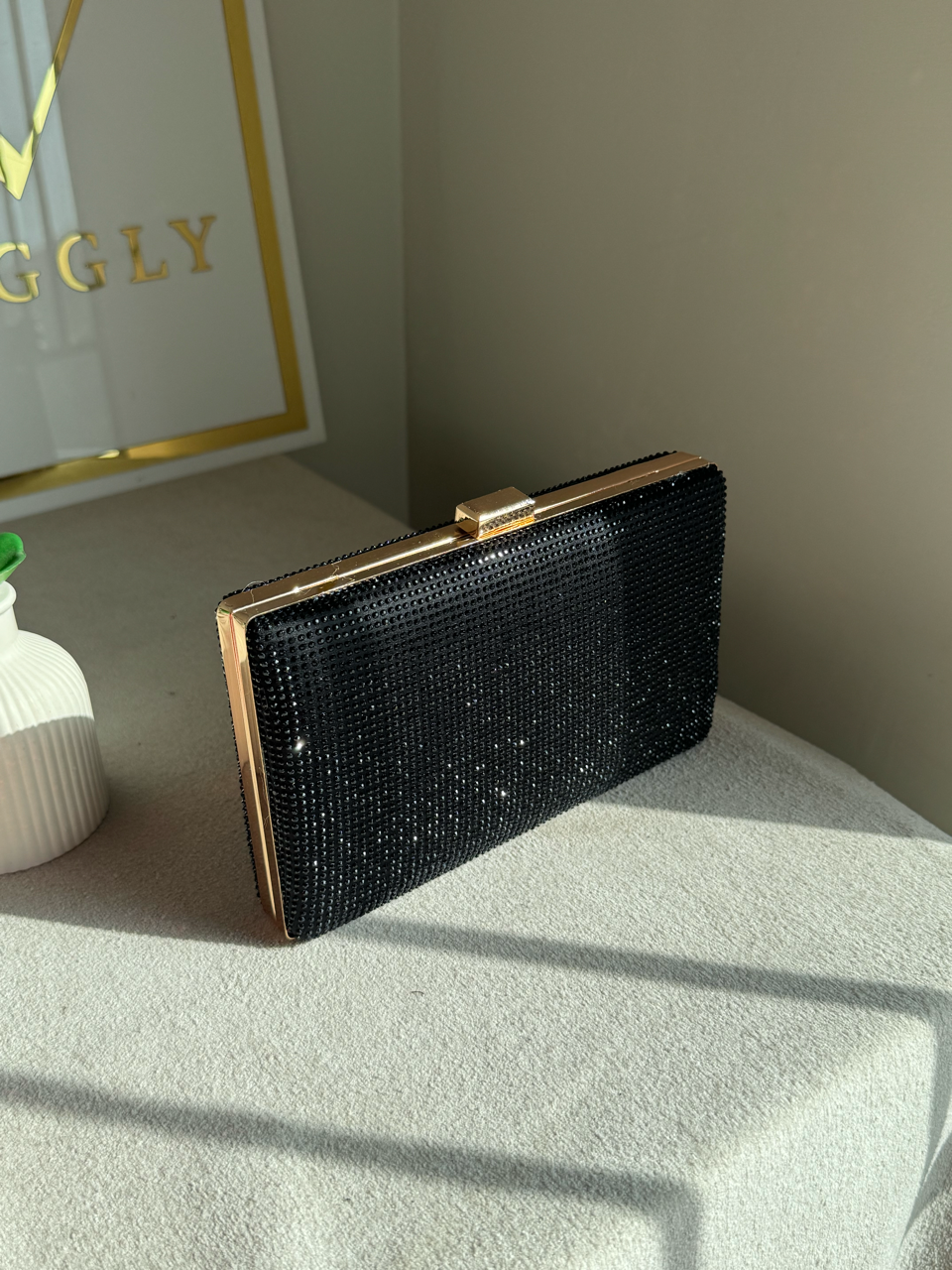 Luxe Shimmer Clutch - Black