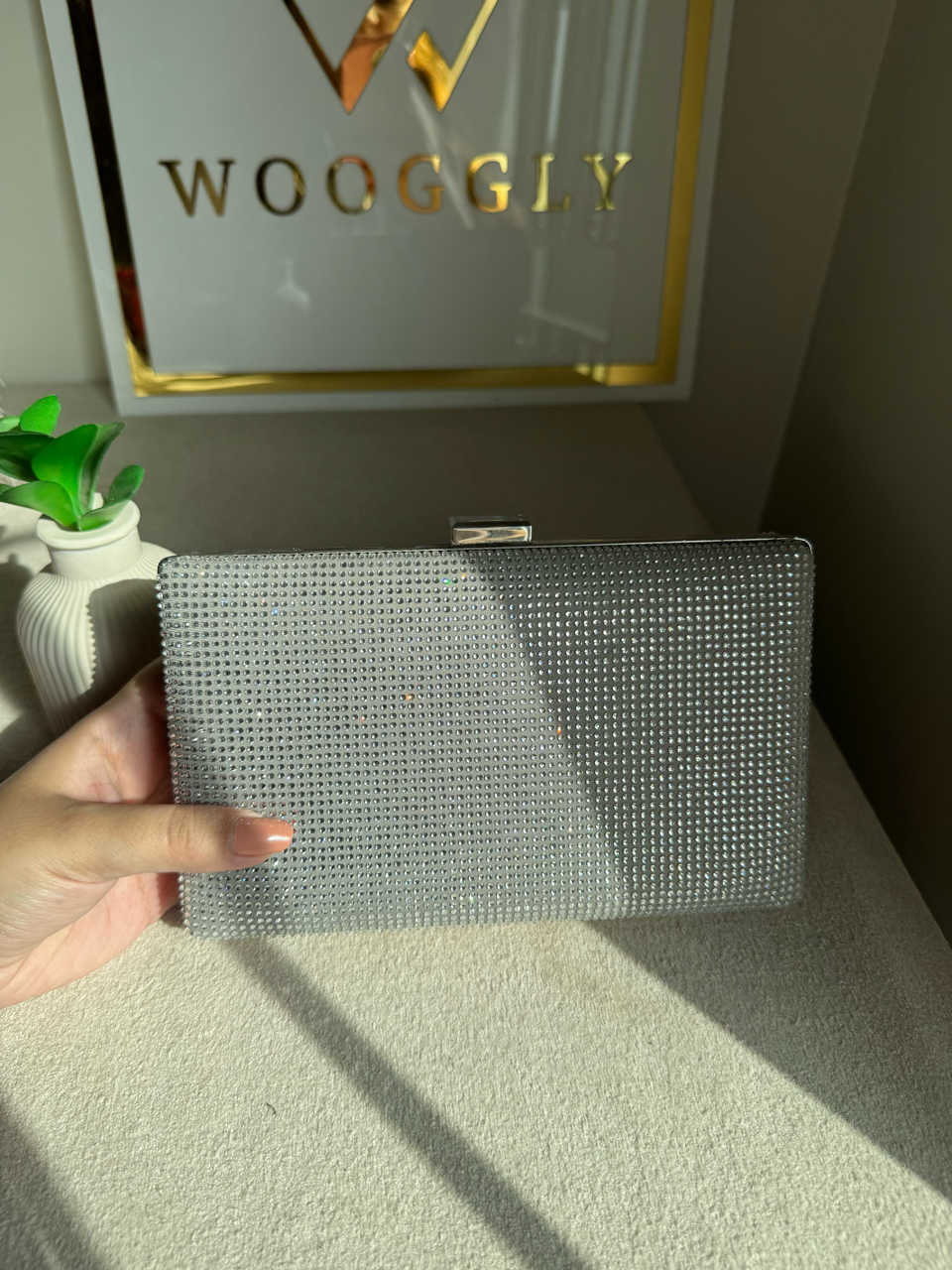 Luxe Shimmer Clutch - Silver