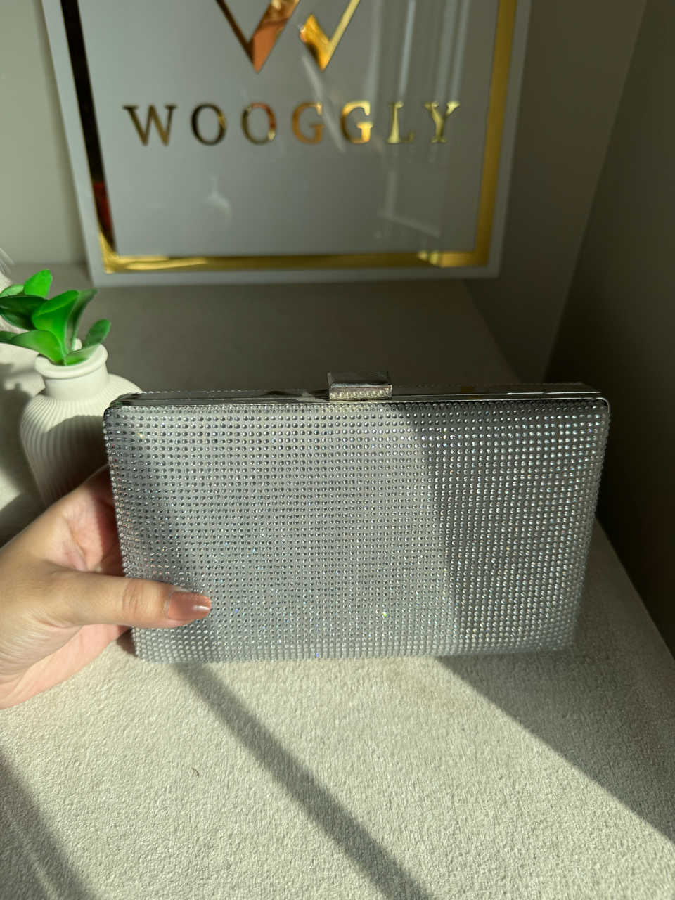 Luxe Shimmer Clutch - Silver