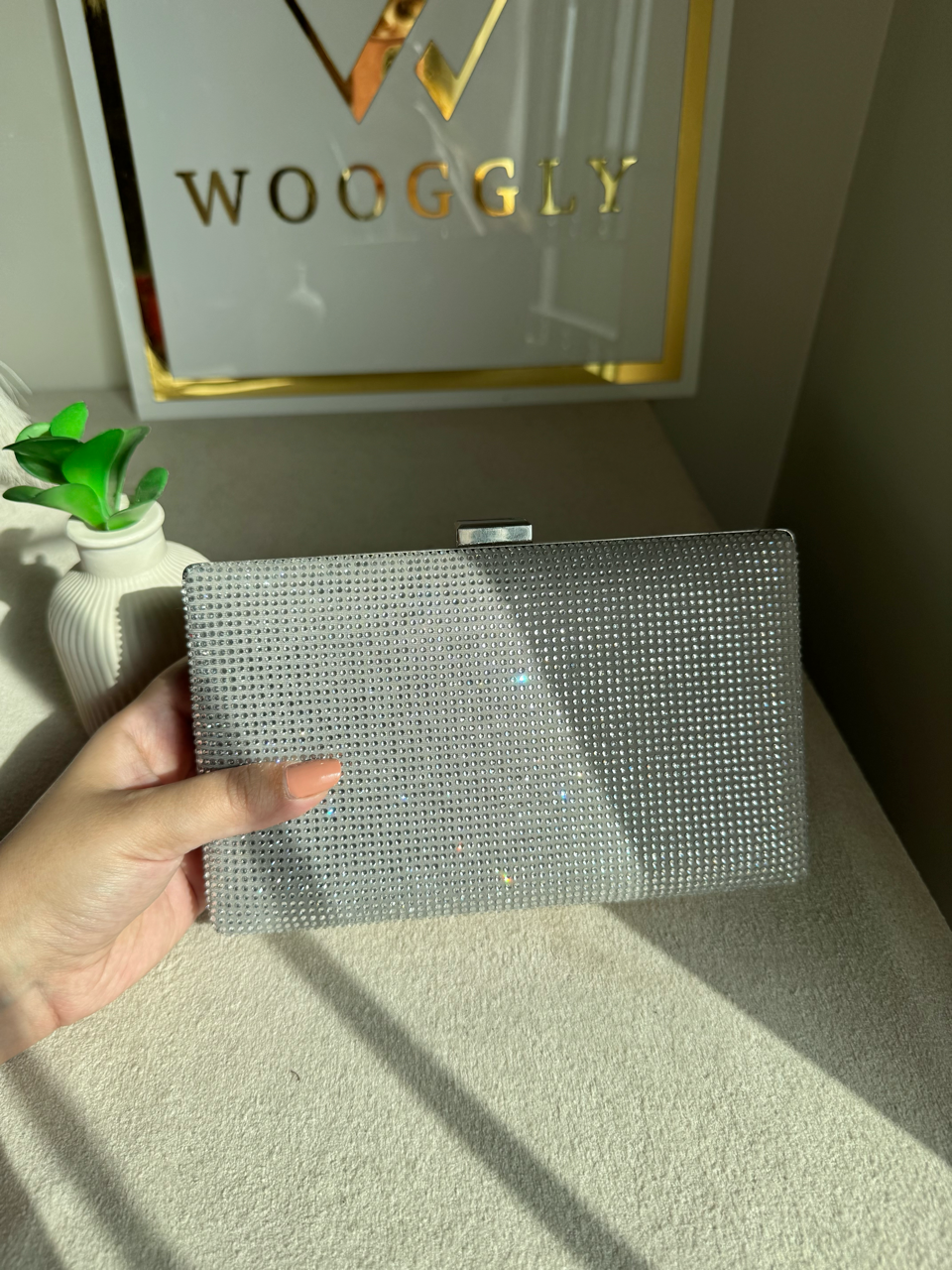 Luxe Shimmer Clutch - Silver