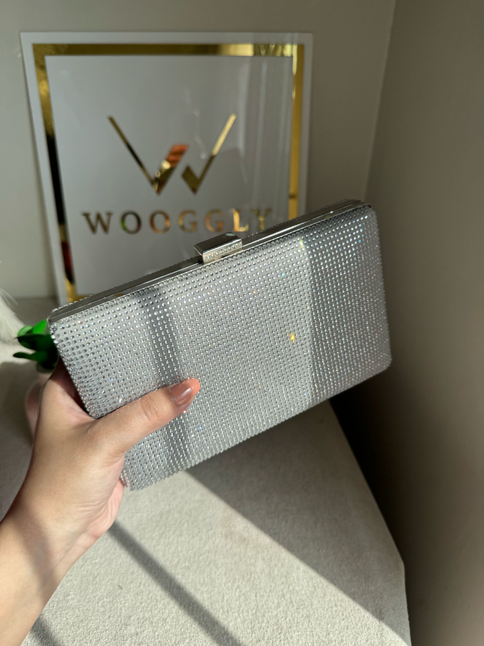 Luxe Shimmer Clutch - Silver