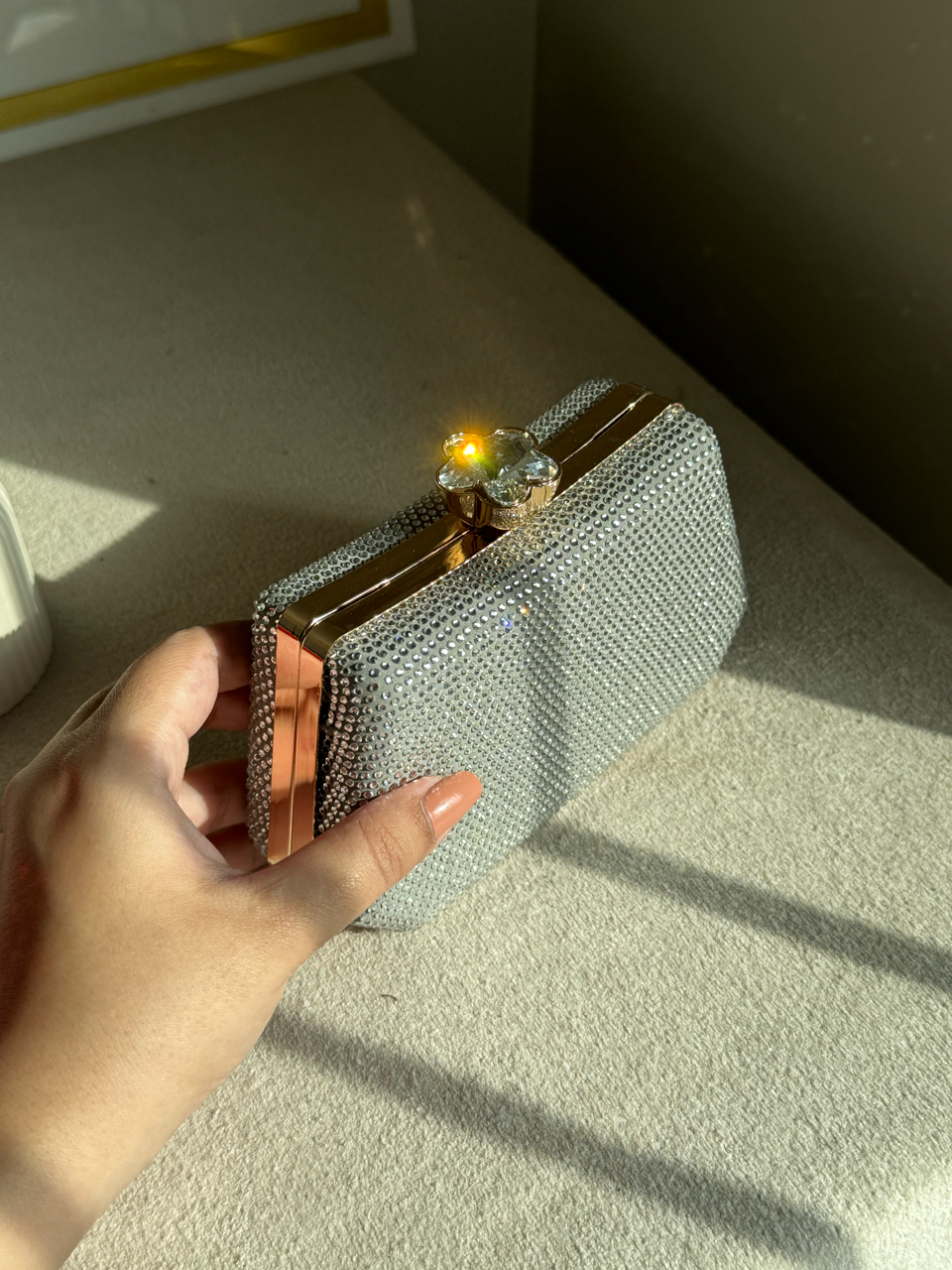 Soirée Shimmer Clutch - Silver