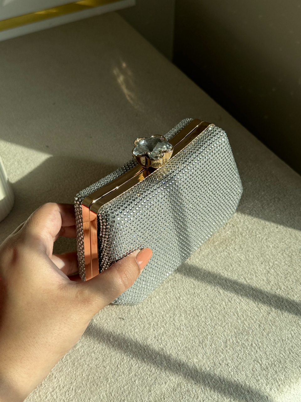 Soirée Shimmer Clutch - Silver