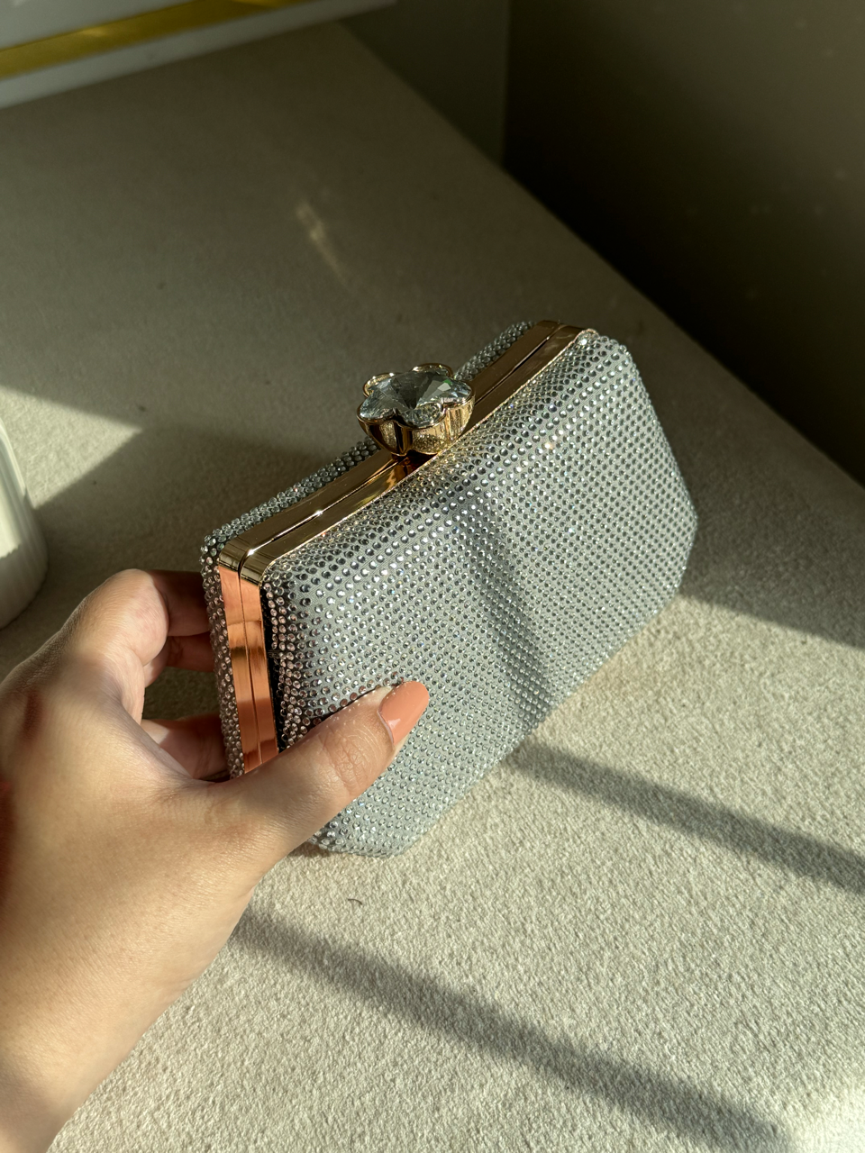 Soirée Shimmer Clutch - Silver