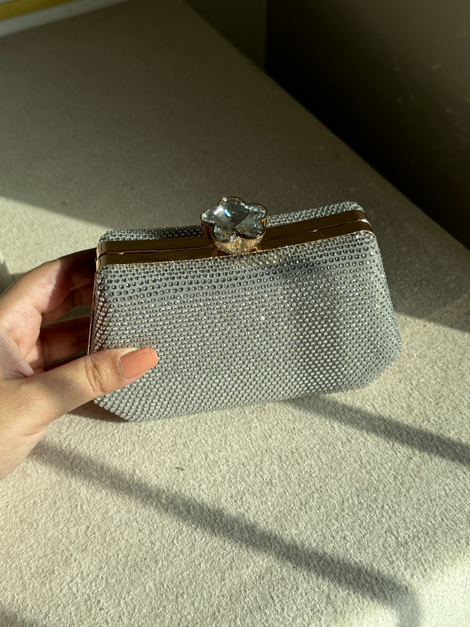 Soirée Shimmer Clutch - Silver