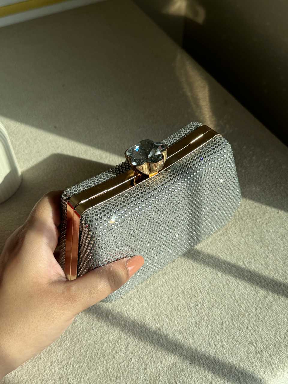 Soirée Shimmer Clutch - Silver
