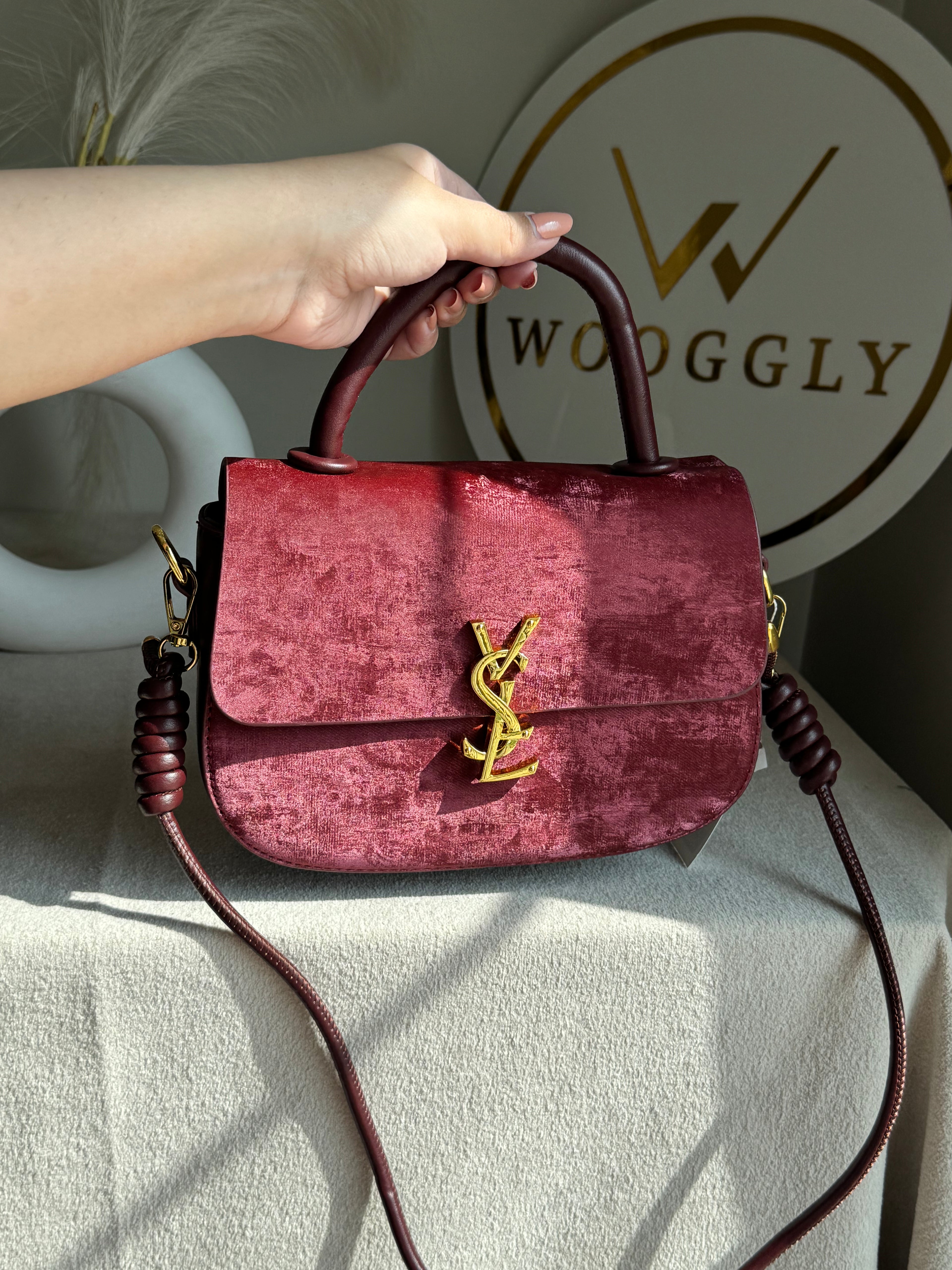 Grand Aura Top-Handle Bag - Burgundy