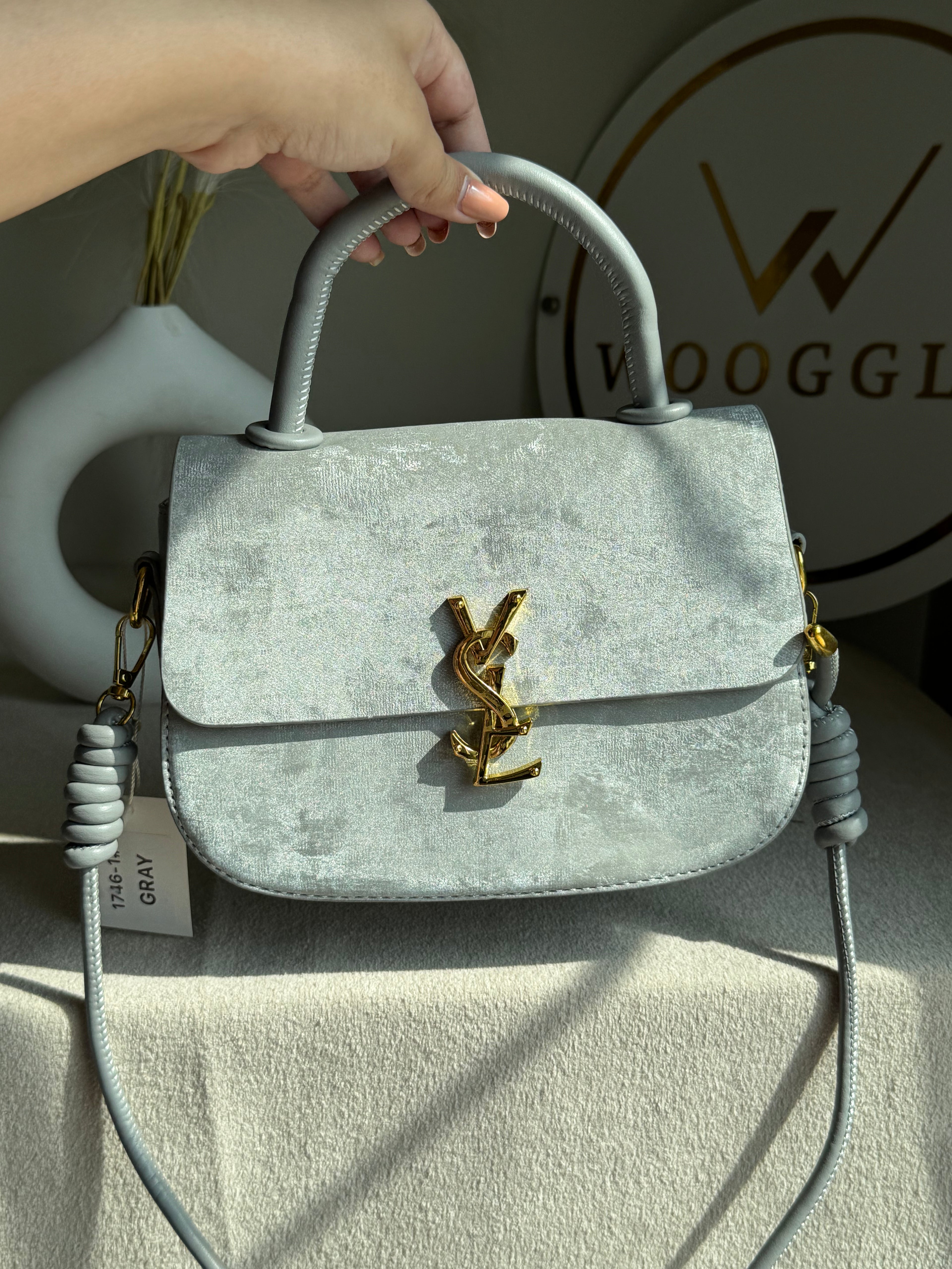 Grand Aura Top-Handle Bag - Light Grey