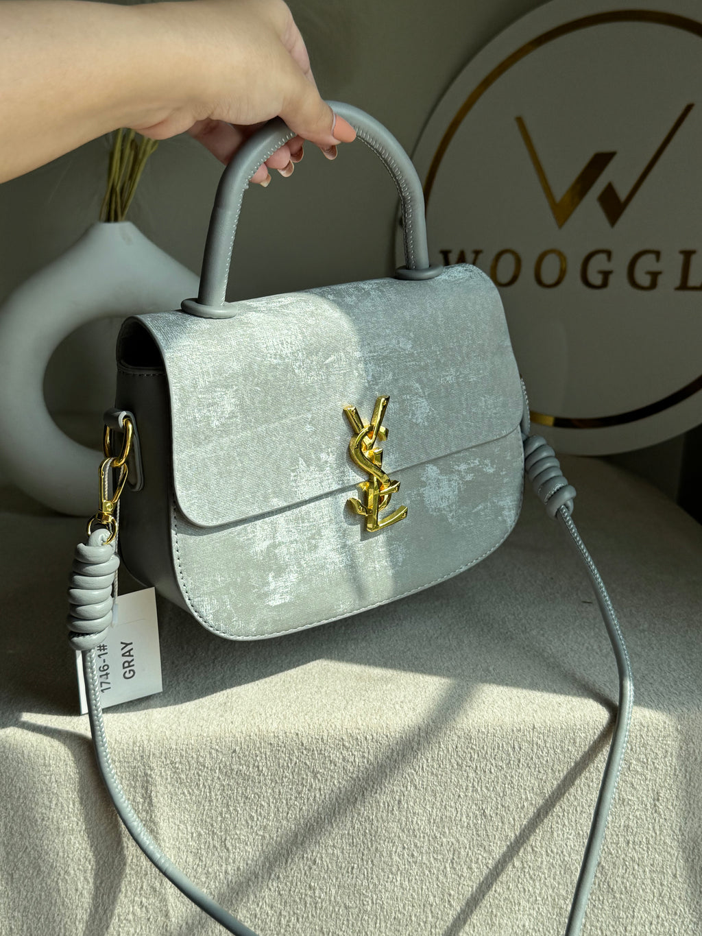 Grand Aura Top-Handle Bag - Light Grey