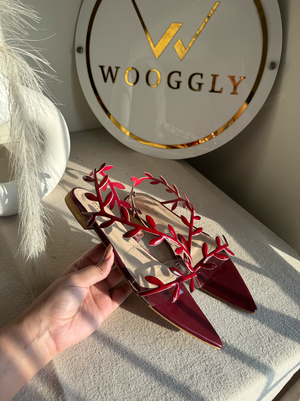 Gianvitto Rossi Flats Champagne Maroon