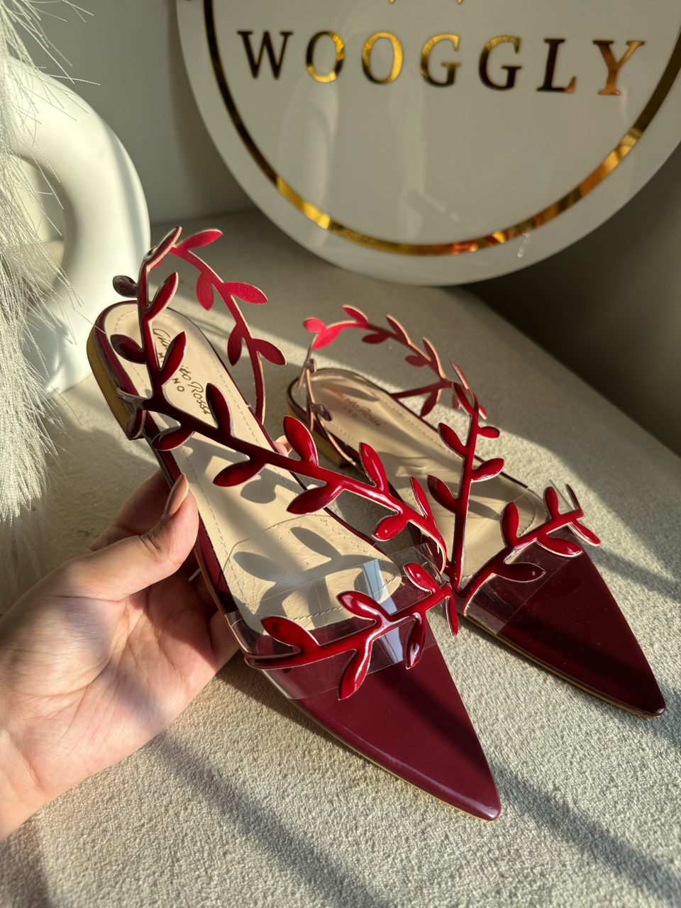 Gianvitto Rossi Flats Champagne Maroon