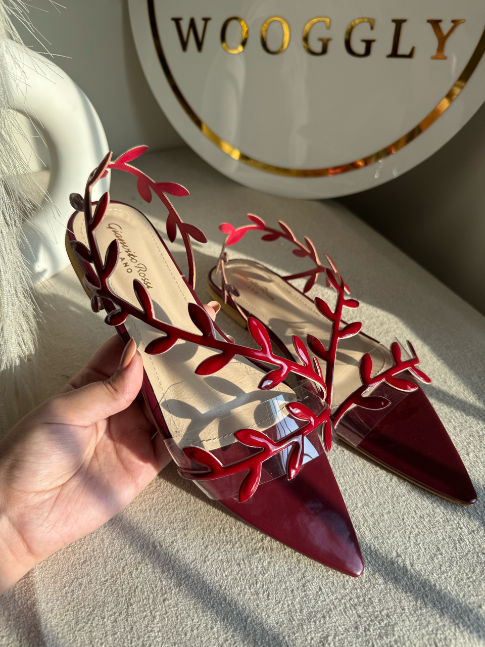 Gianvitto Rossi Flats Champagne Maroon