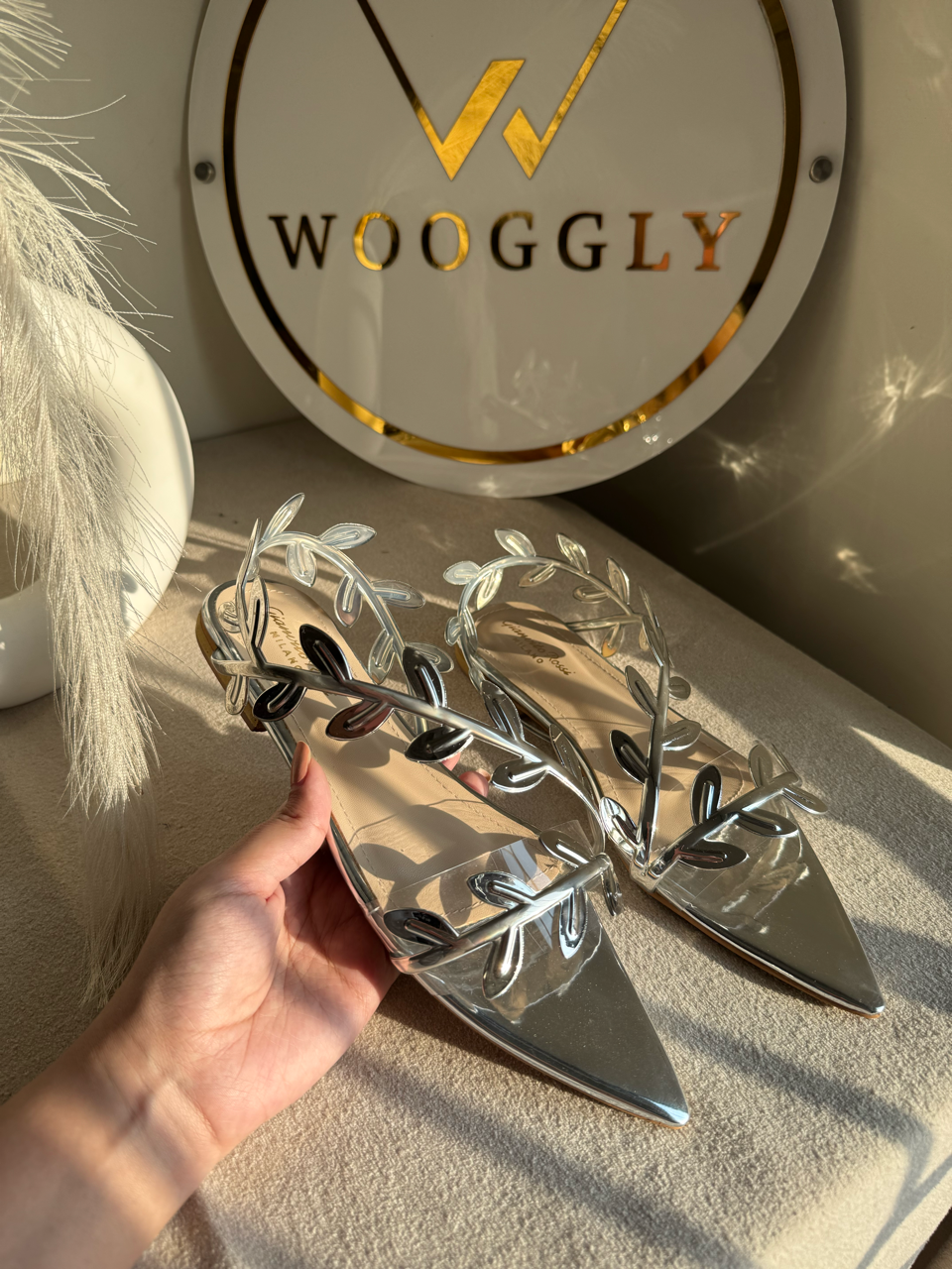 Gianvitto Rossi Flats Champagne Silver