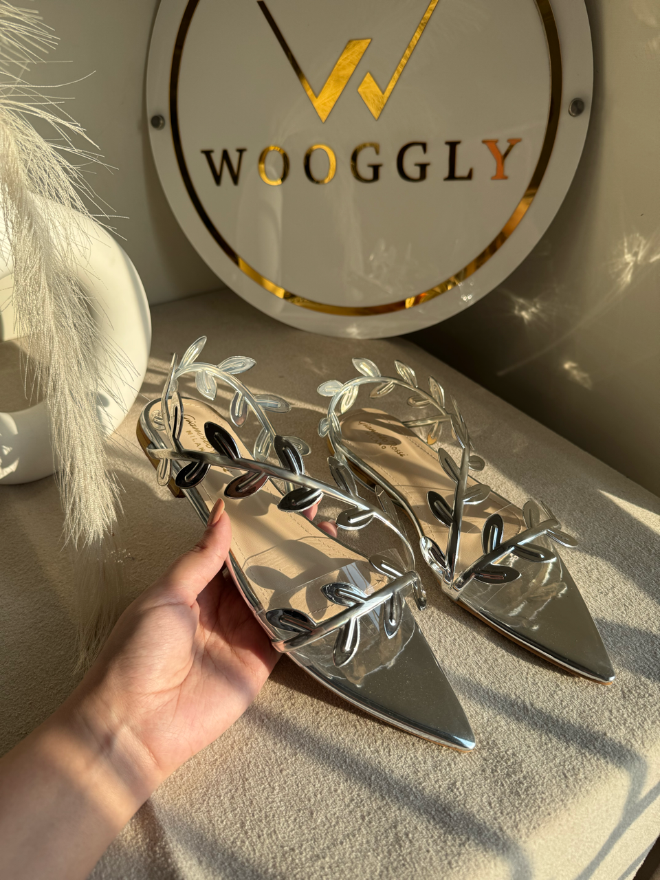 Gianvitto Rossi Flats Champagne Silver
