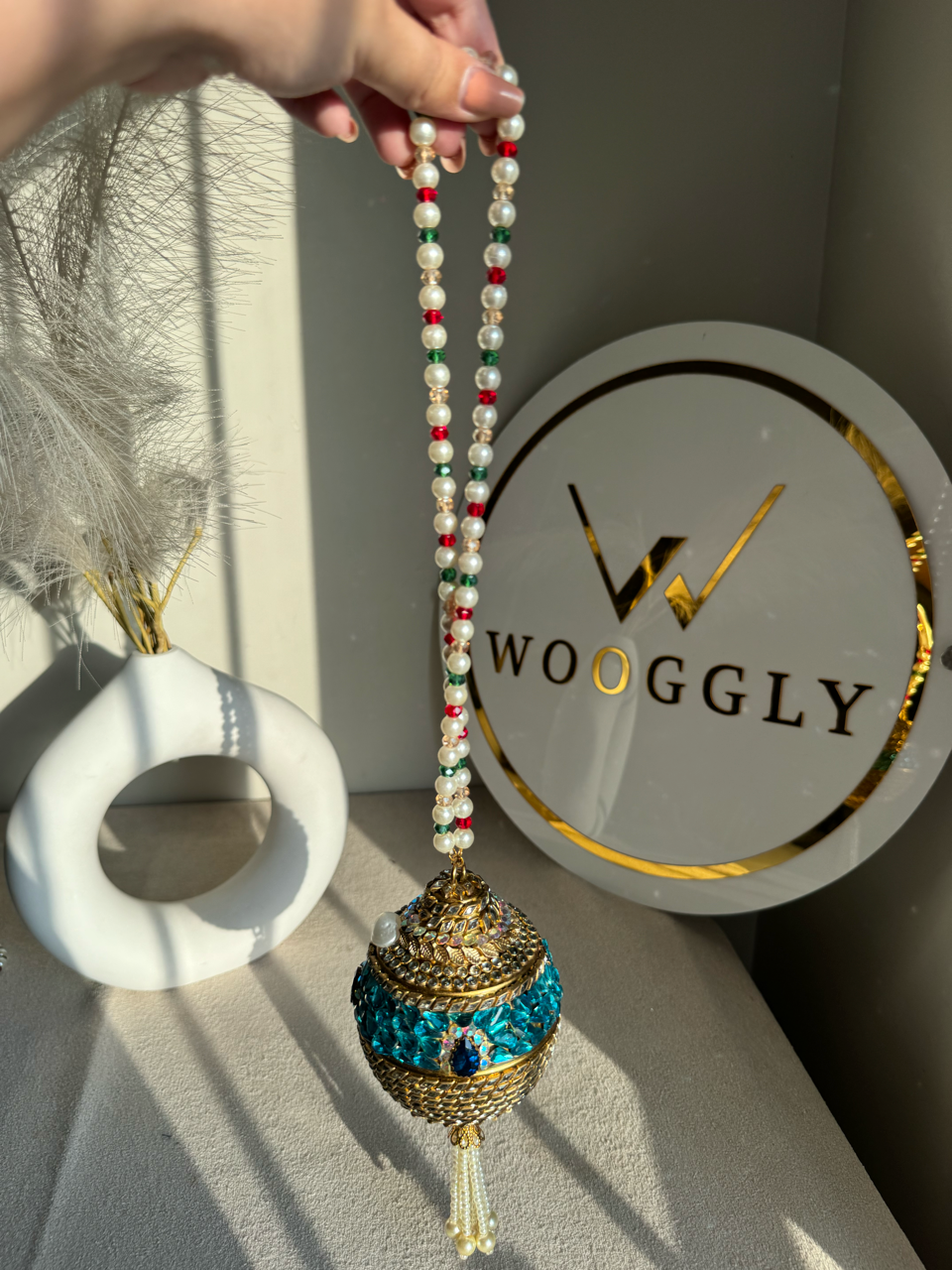 Turkish Potli - Turquoise Blue Multi Pearl