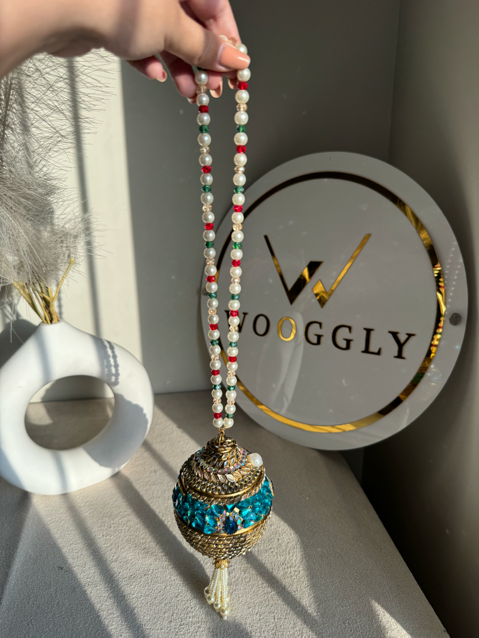 Turkish Potli - Turquoise Blue Multi Pearl