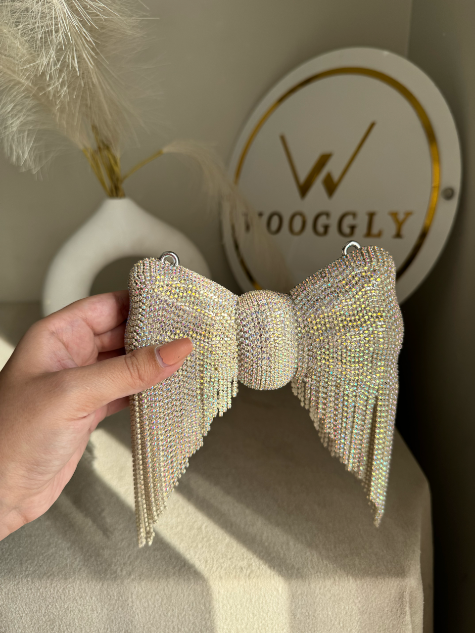 Main Character Bow Clutch - Multi Silver