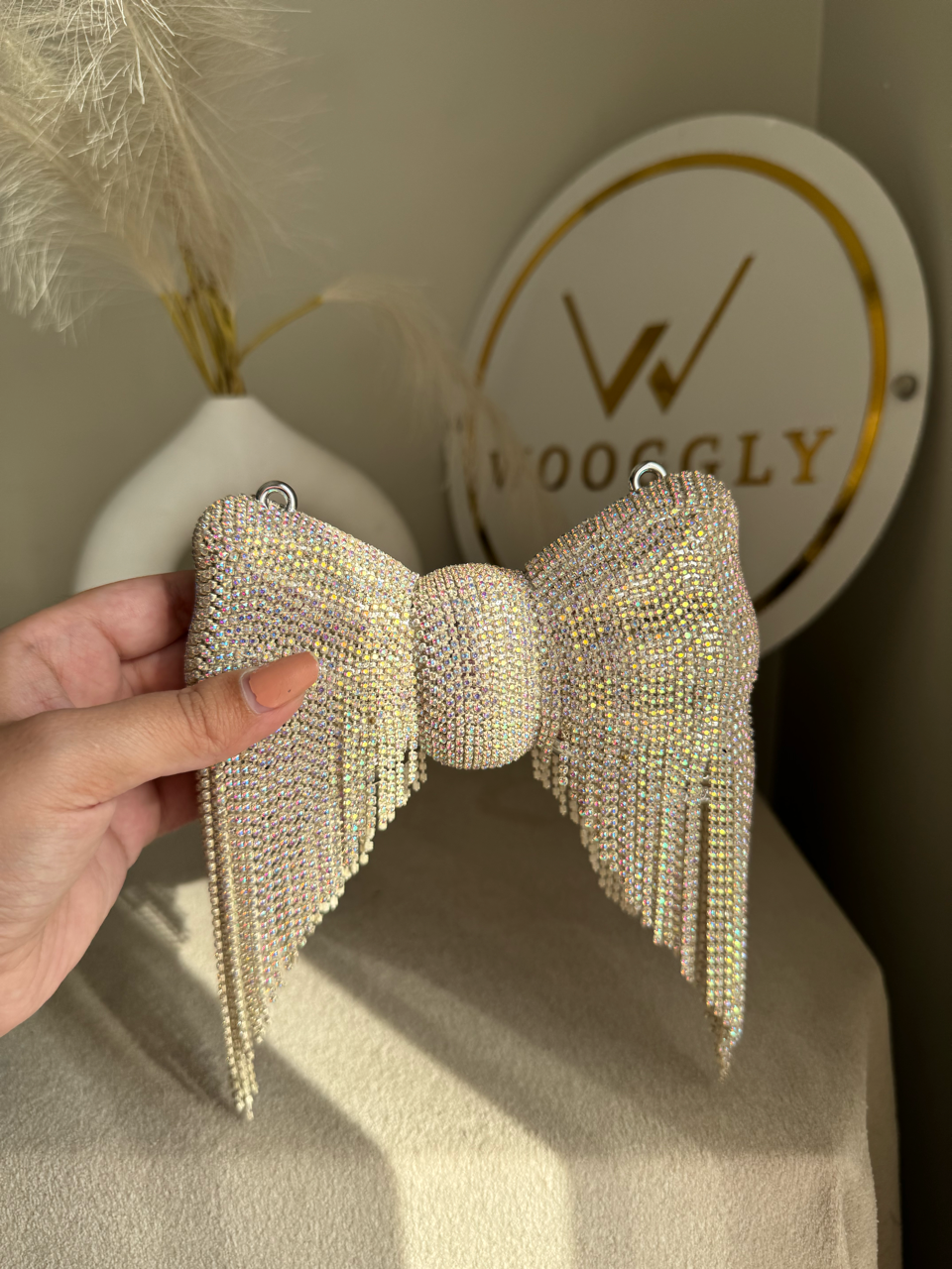 Main Character Bow Clutch - Multi Silver