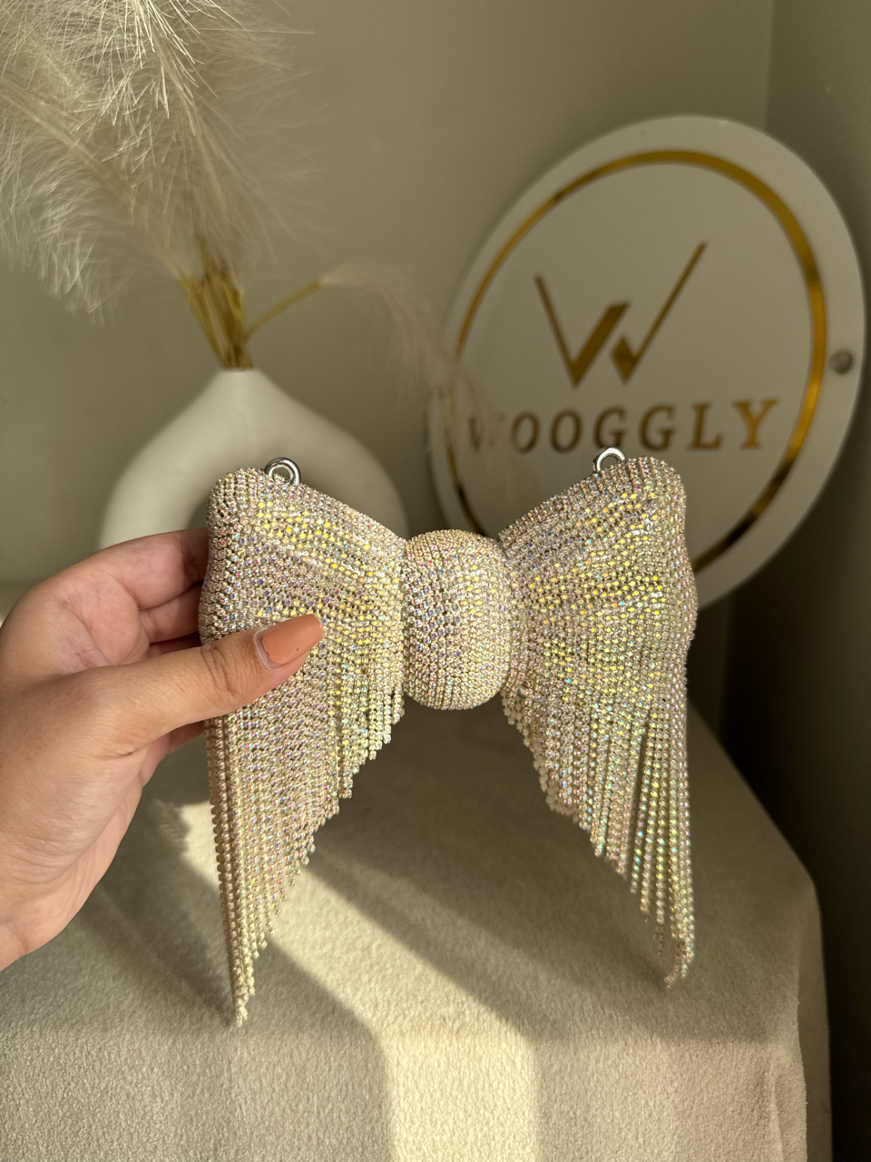 Main Character Bow Clutch - Multi Silver