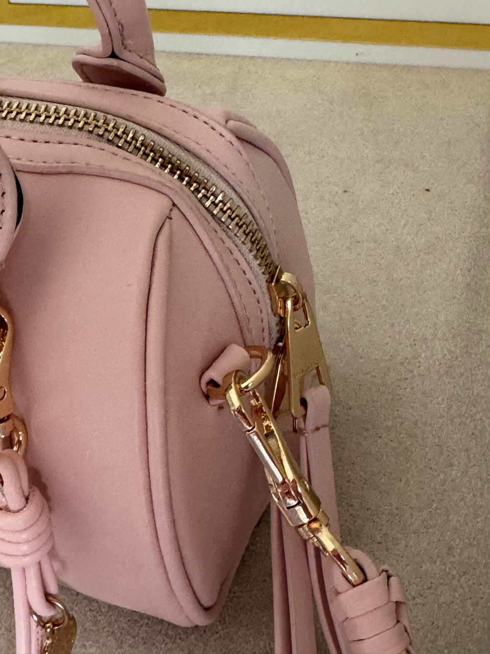 Charles & Keith Premium Duffle Bag with Charm & Box Packing - Baby Pink