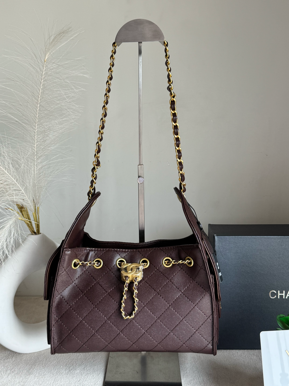 Viral Premium Chanel Bag with Box Packing - Brown