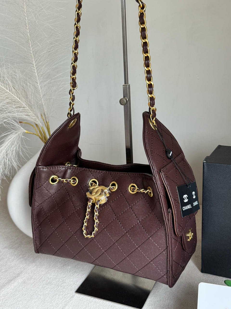Viral Premium Chanel Bag with Box Packing - Brown