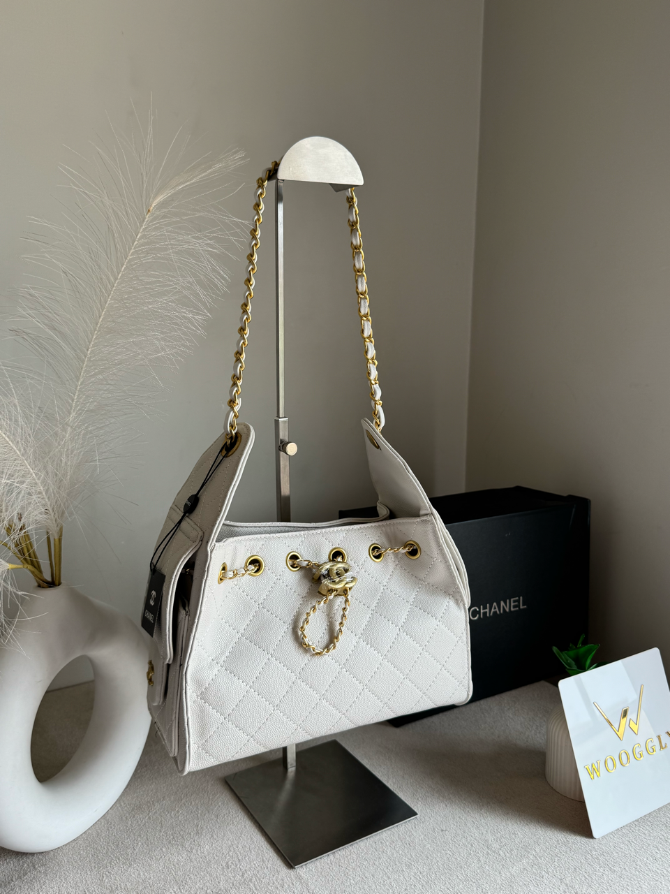 Viral Premium Chanel Bag with Box Packing - Cream