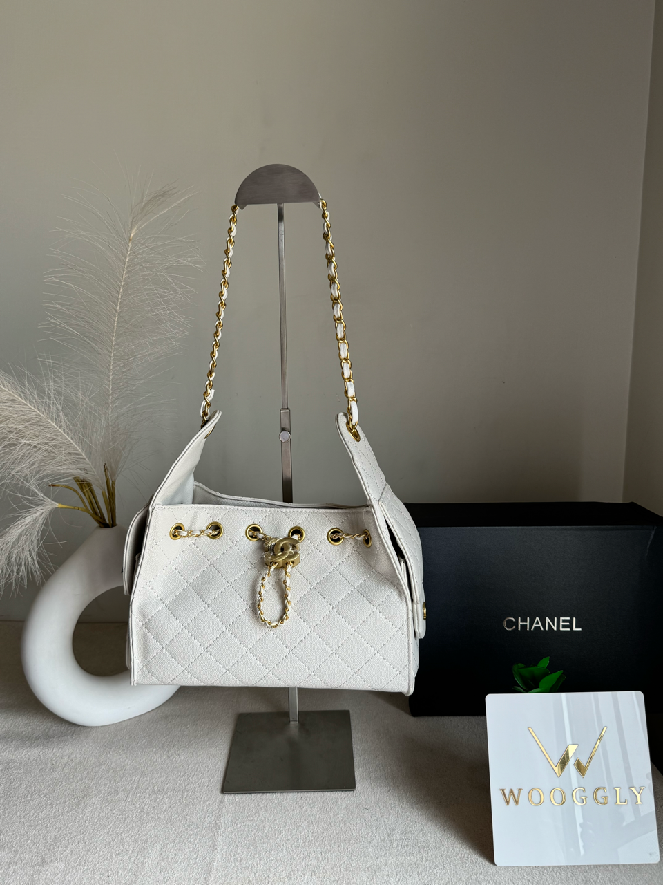 Viral Premium Chanel Bag with Box Packing - Cream