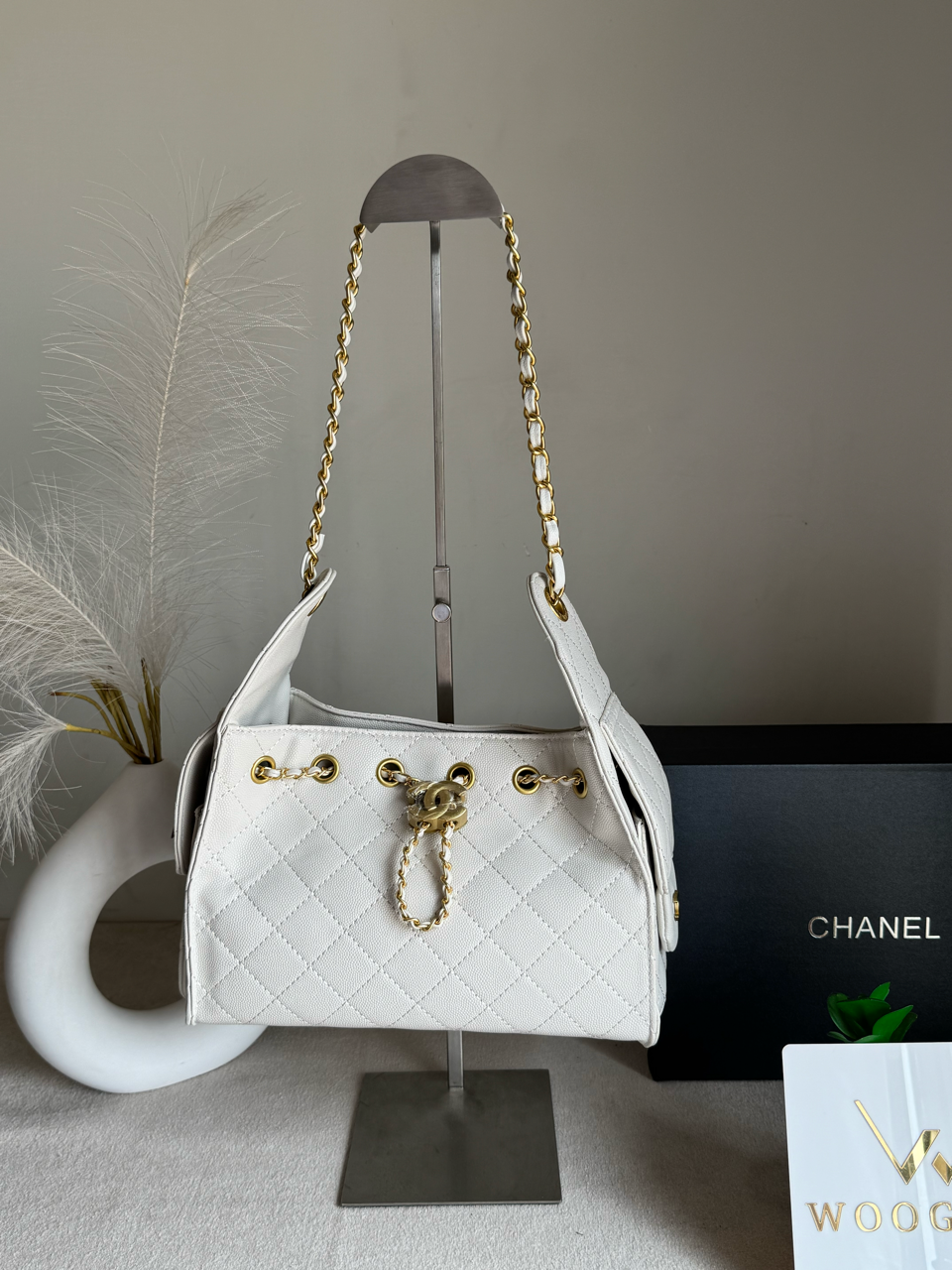 Viral Premium Chanel Bag with Box Packing - Cream