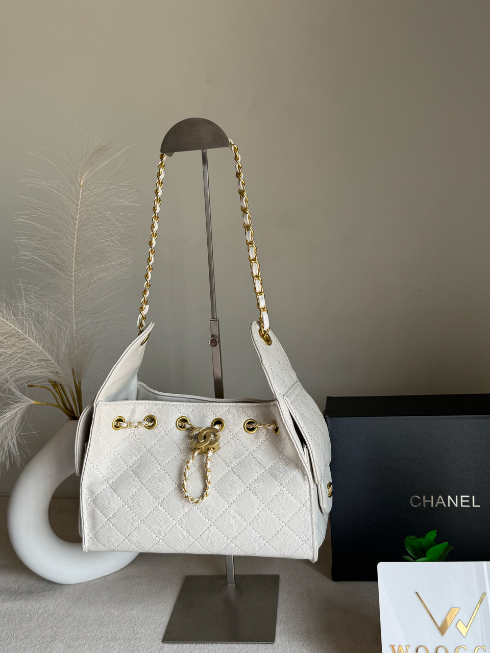 Viral Premium Chanel Bag with Box Packing - Cream