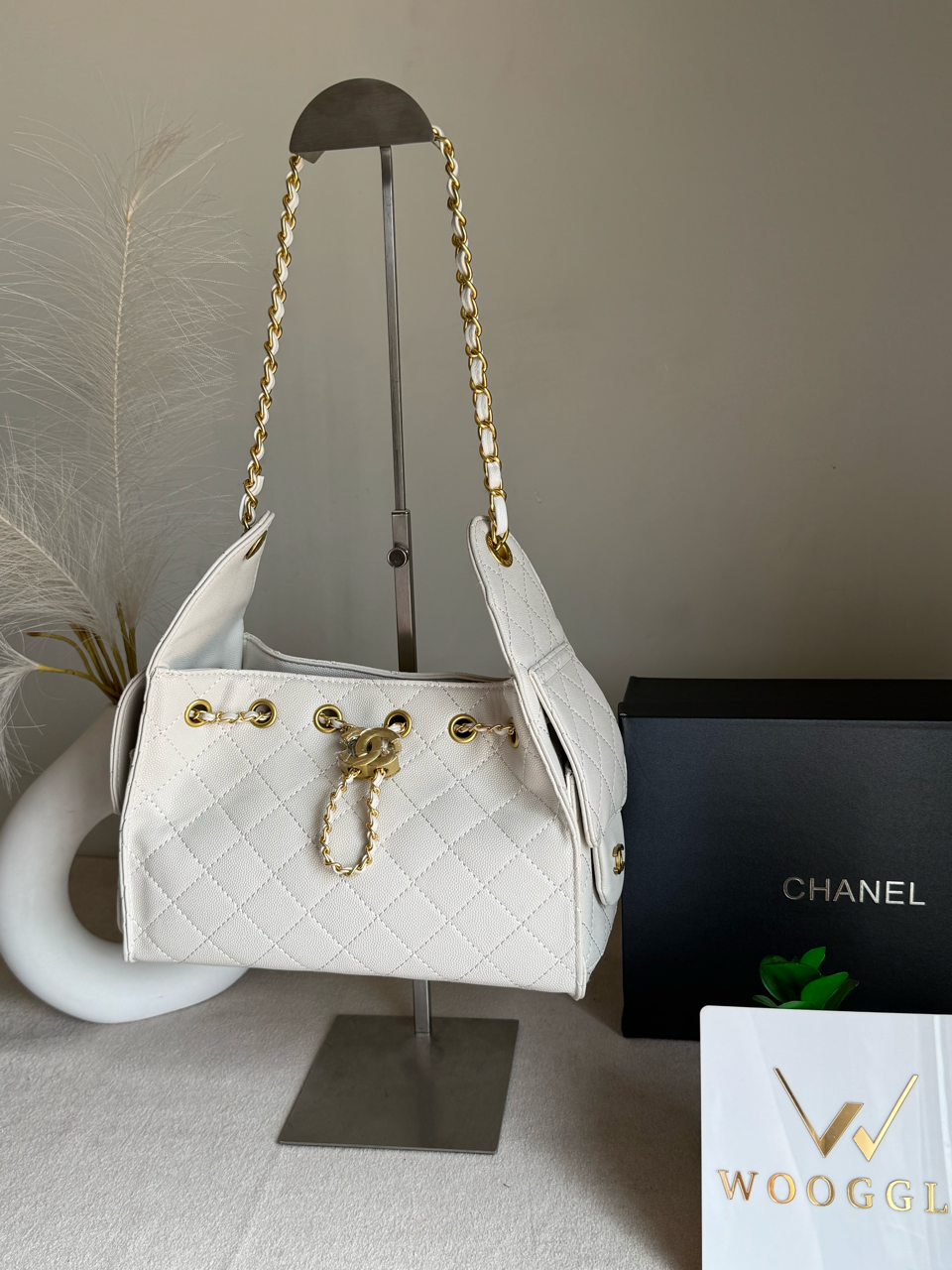 Viral Premium Chanel Bag with Box Packing - Cream