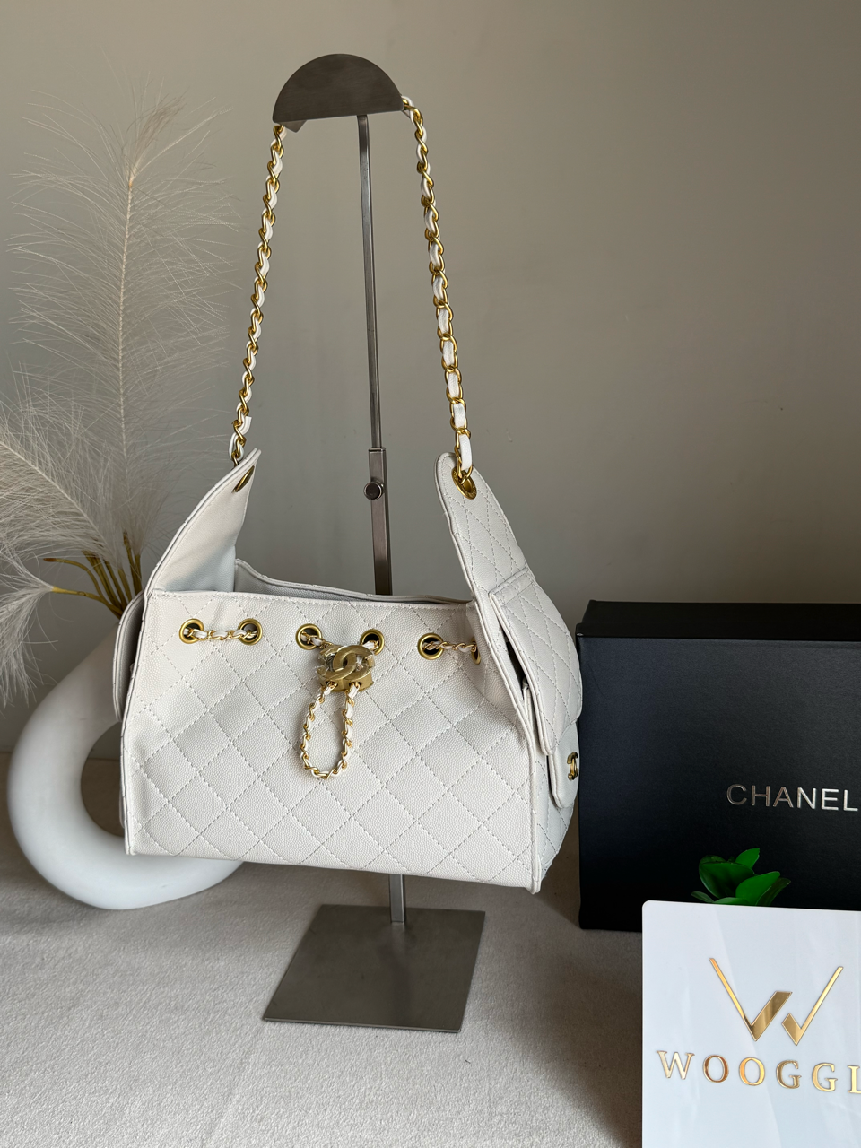 Viral Premium Chanel Bag with Box Packing - Cream