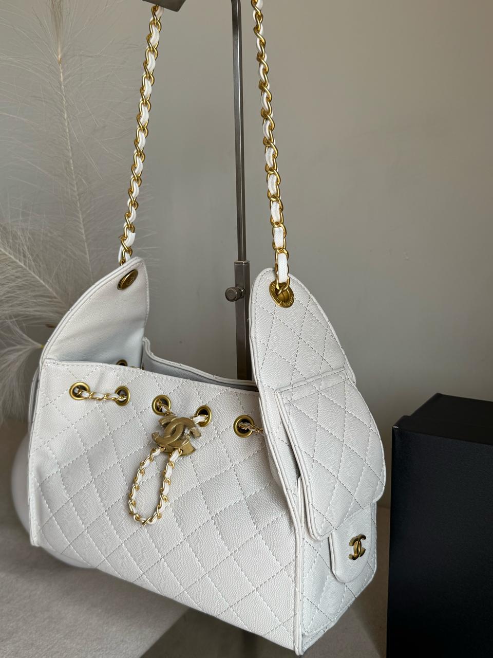 Viral Premium Chanel Bag with Box Packing - Cream