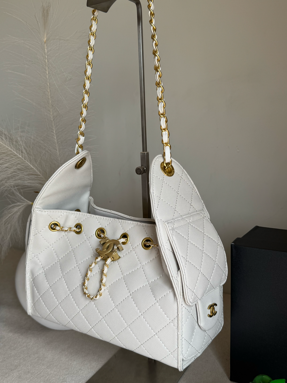Viral Premium Chanel Bag with Box Packing - Cream